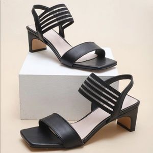 Open Toe Elastic Slingback Chunky Heels Size 7.5